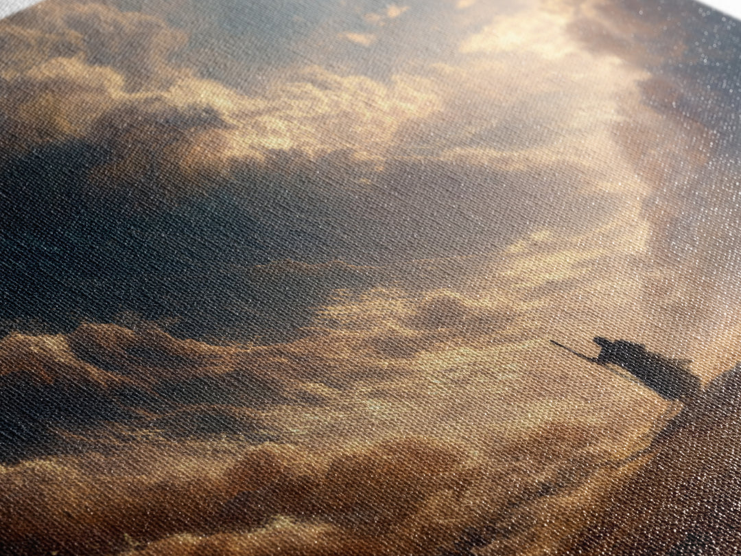 Biblical Sea Parting Prophet In Golden Storm Wall Art, Christian Canvas Print, Dramatic Religious Housewarming Gift Home Decor