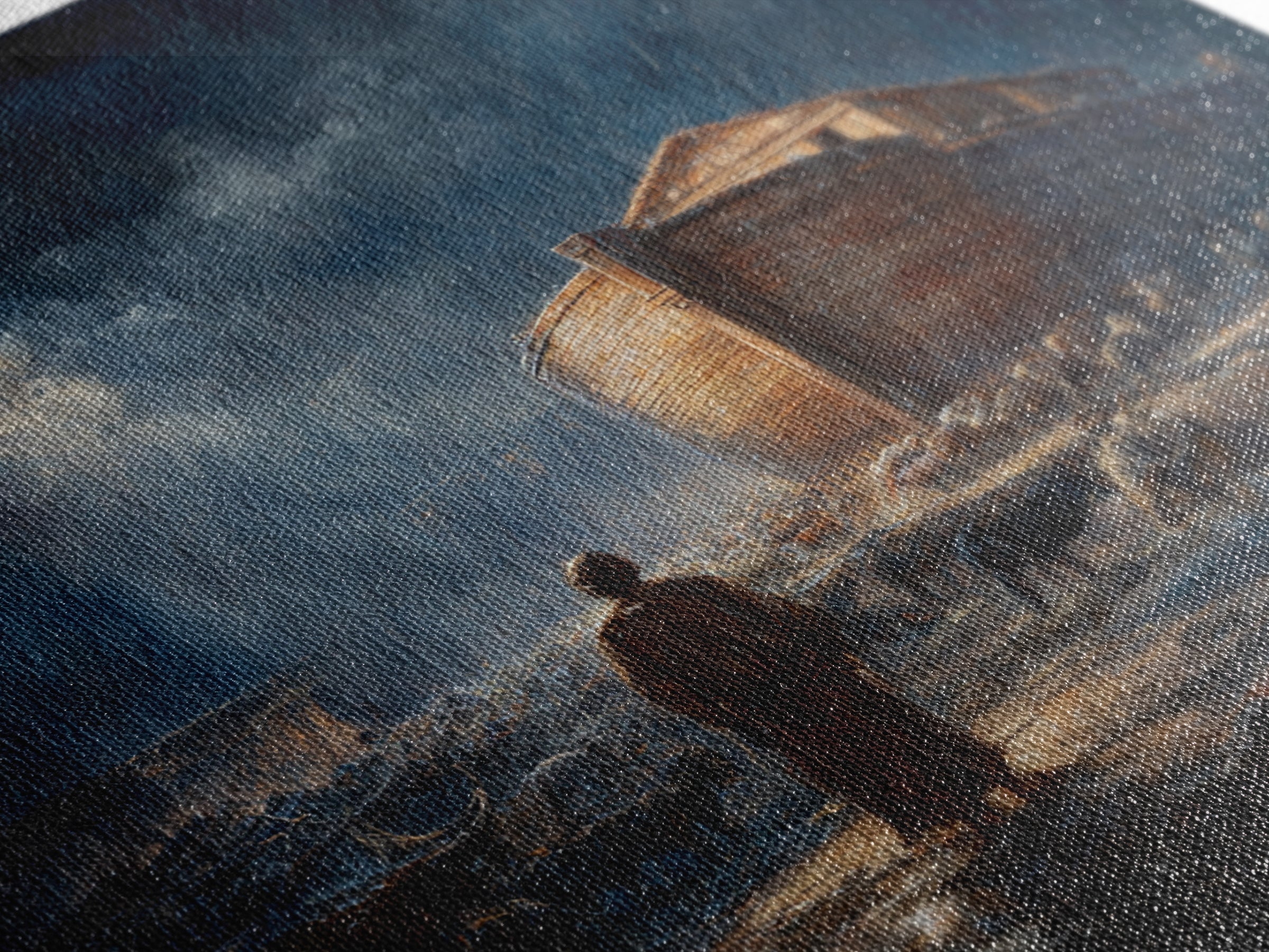 Noahs Ark In Stormy Rain With Animals Canvas Print, Biblical Wall Art, Christian Decor, Dramatic Nursery Or Living Room Art