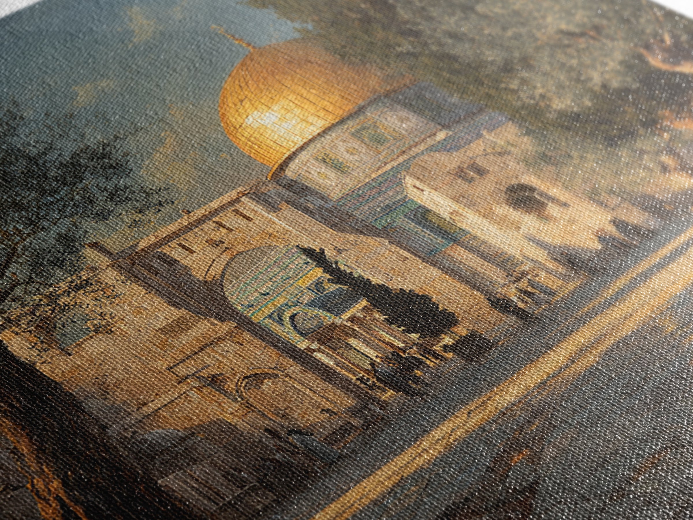 Golden Dome Of The Rock Courtyard Wall Art, Jerusalem Islamic Architecture, Olive Tree Landscape, Travel Poster, Spiritual Decor