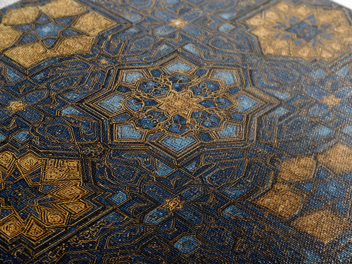 Blue Gold Islamic Geometric Tile Canvas Print, Moroccan Wall Art, Arabic Pattern Decor For Prayer Room And Modern Home Decor