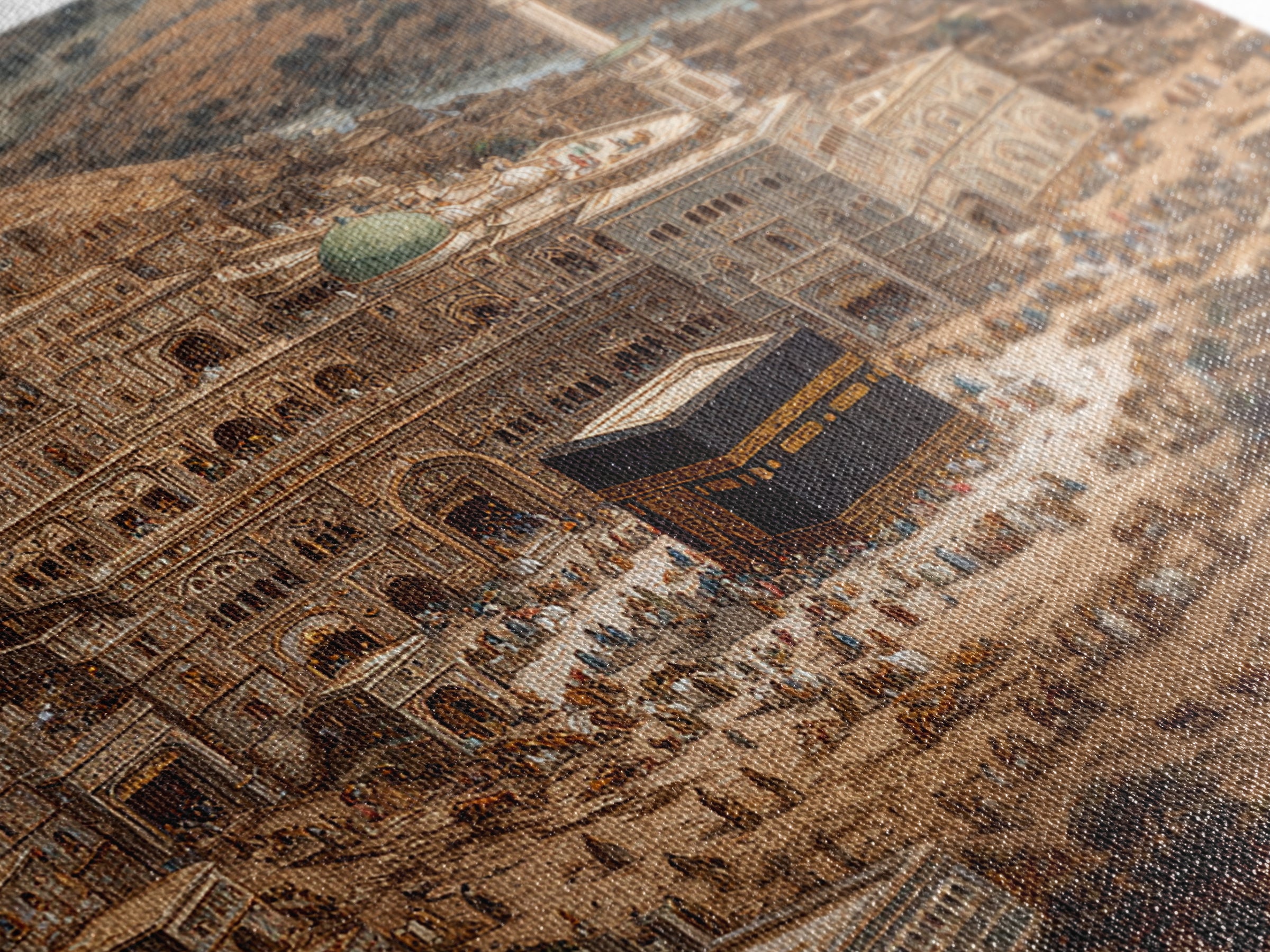 Kaaba In Ancient Mecca City Canvas Print, Islamic Architecture Wall Art, Hajj Prayer Room Decor Housewarming Gift For Muslim Home