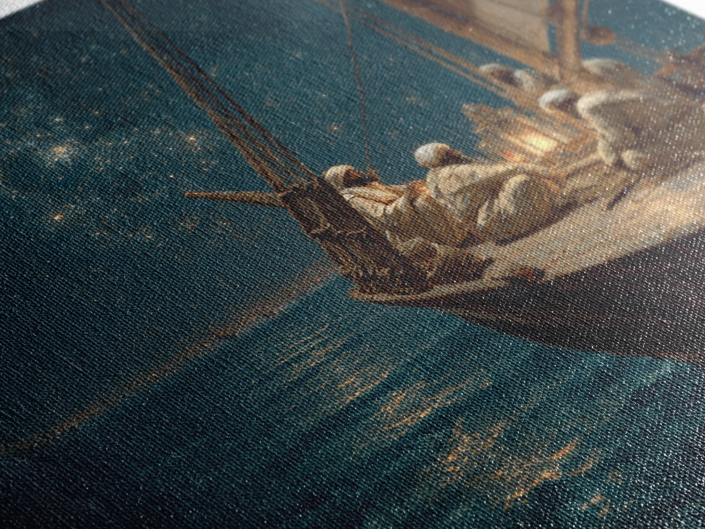 Starlit Arabian Sailboat Canvas Print, Nautical Wall Art, Ocean Night Seascape, Coastal Decor, Travel Inspired Art, Starry Sky