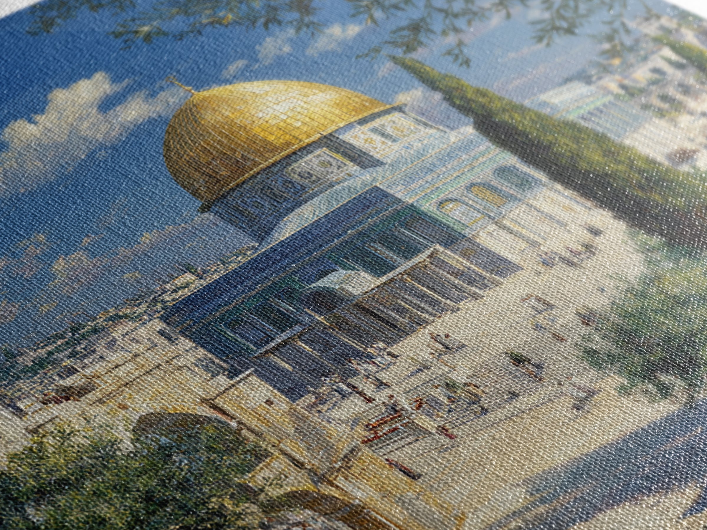 Golden Dome Of The Rock Jerusalem Canvas Print, Islamic Architecture Painting, Holy Land Travel Poster, Prayer Room Decor