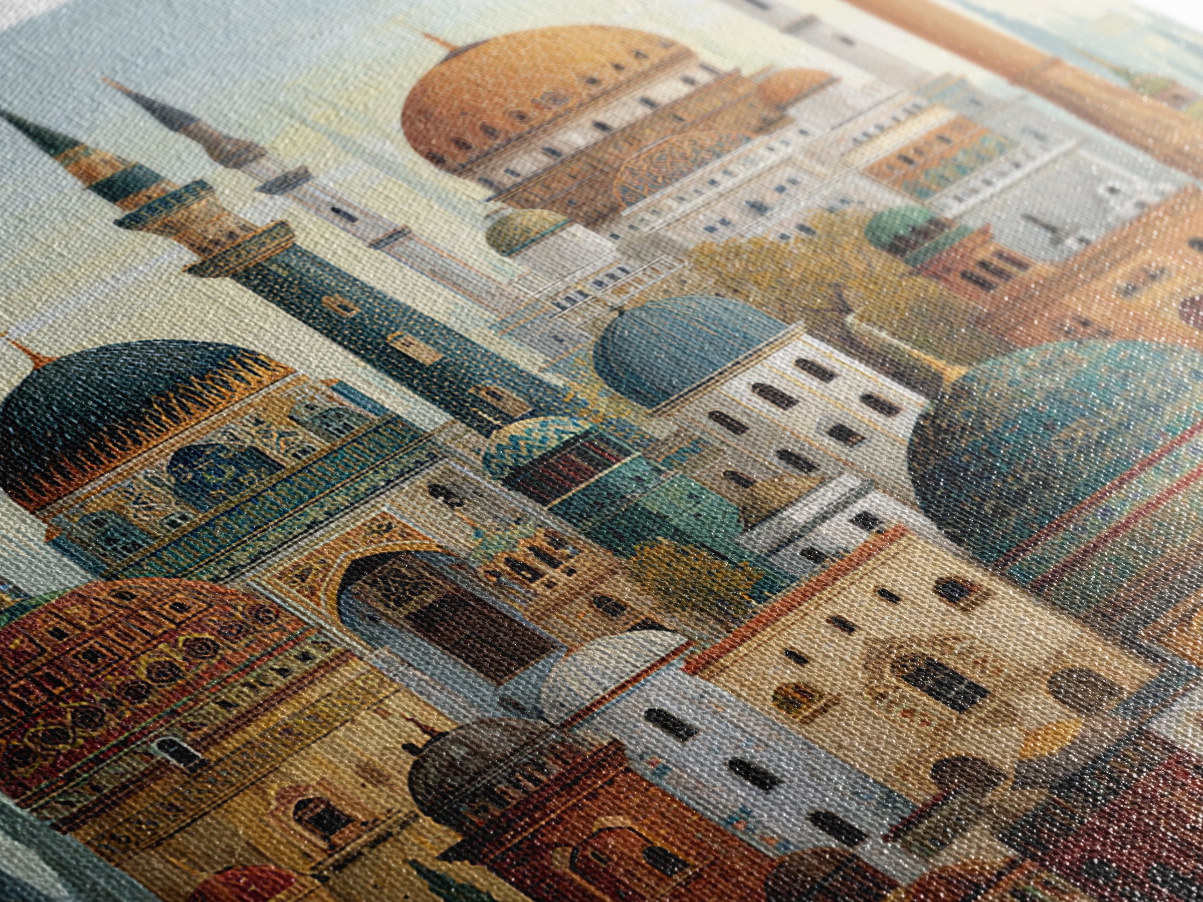 Ornate Islamic Mosque Domes Wall Art, Arabic Architecture Canvas Print, Middle Eastern Decor, Ramadan Gift, Gallery Print