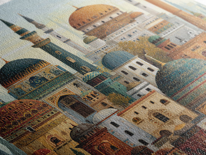 Ornate Islamic Mosque Domes Wall Art, Arabic Architecture Canvas Print, Middle Eastern Decor, Ramadan Gift, Gallery Print