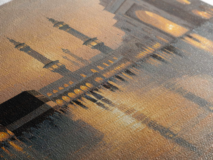 Mecca Kaaba Courtyard At Sunset Wall Art, Islamic Architecture Canvas Print, Hajj Travel Decor, Muslim Home Gift, Fine Art Print