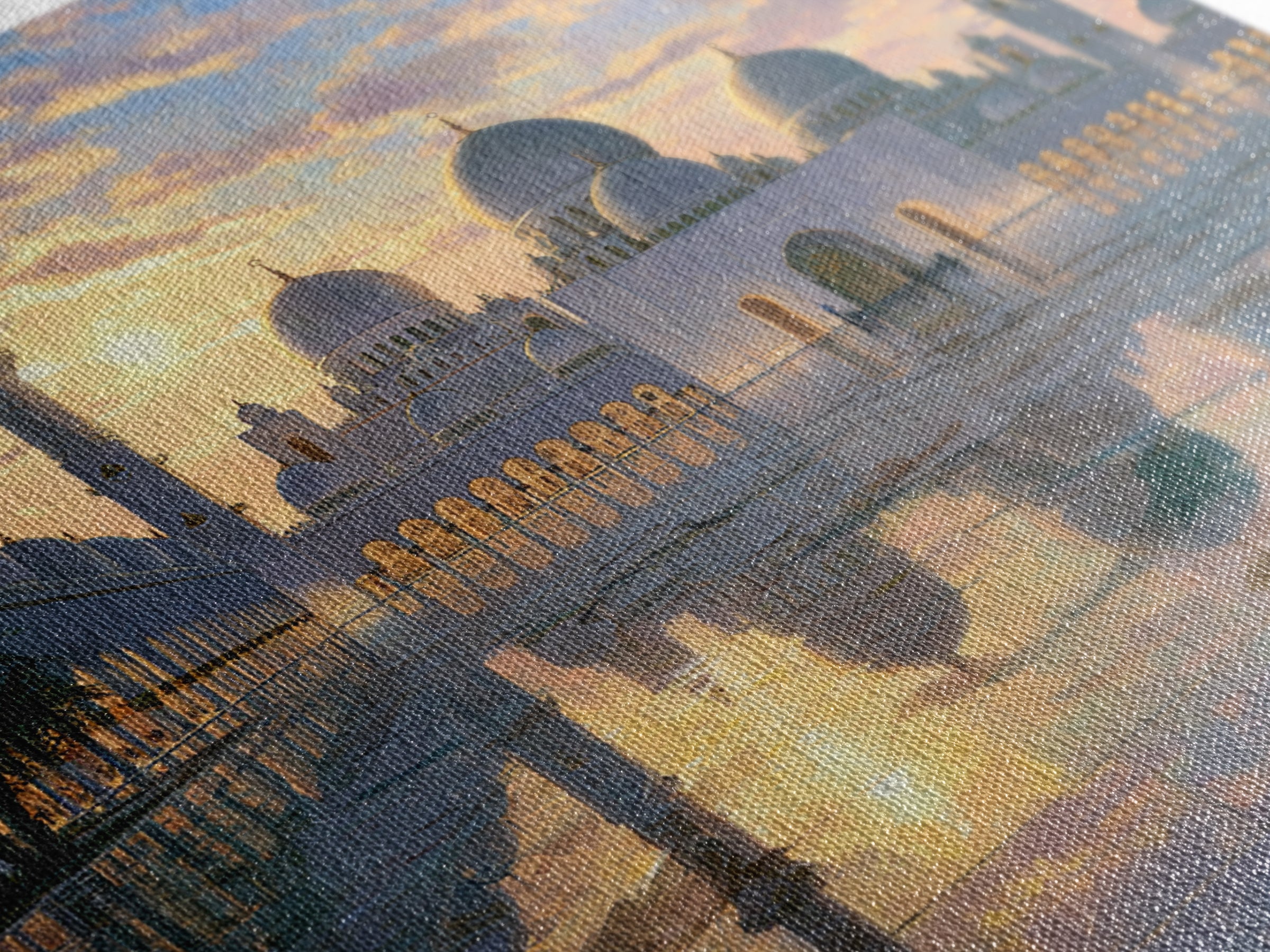 White Grand Mosque At Sunset Framed Canvas Print, Islamic Wall Art, Abu Dhabi Architecture, Spiritual Decor, Luxury Home Decor