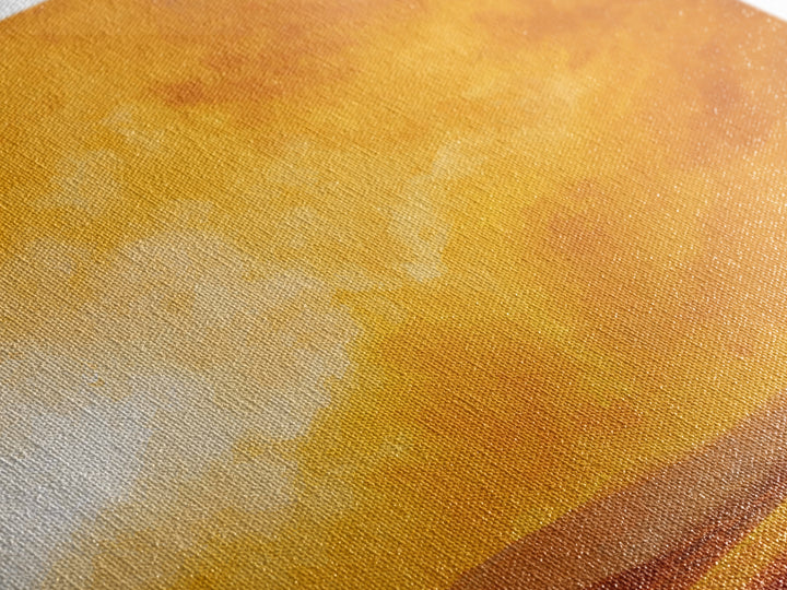 Glowing Orange Desert Mosque Canvas Print, Minimalist Landscape Art, Islamic Wall Decor, Warm Neutral Home Decor Gift Idea