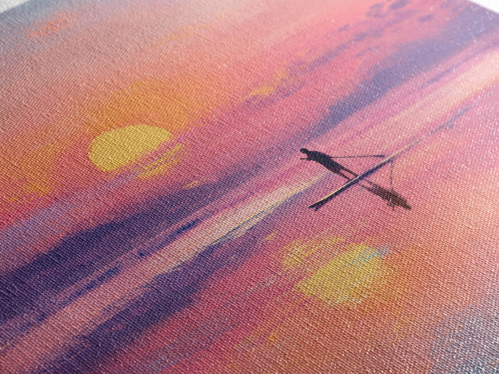 Pink Sunset Paddleboard Wall Art, Pastel Ocean Seascape, Coastal Decor, Beach House Art Print, Romantic Gift For Her, Bedroom Decor