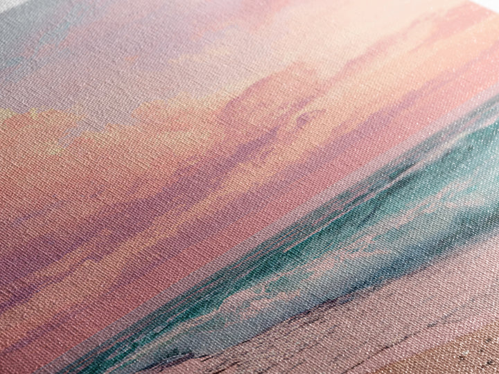 Pink Ocean Waves At Sunset Canvas Print, Pastel Coastal Wall Art, Beach House Decor, Large Living Room Wall Decor, Serene Seascape