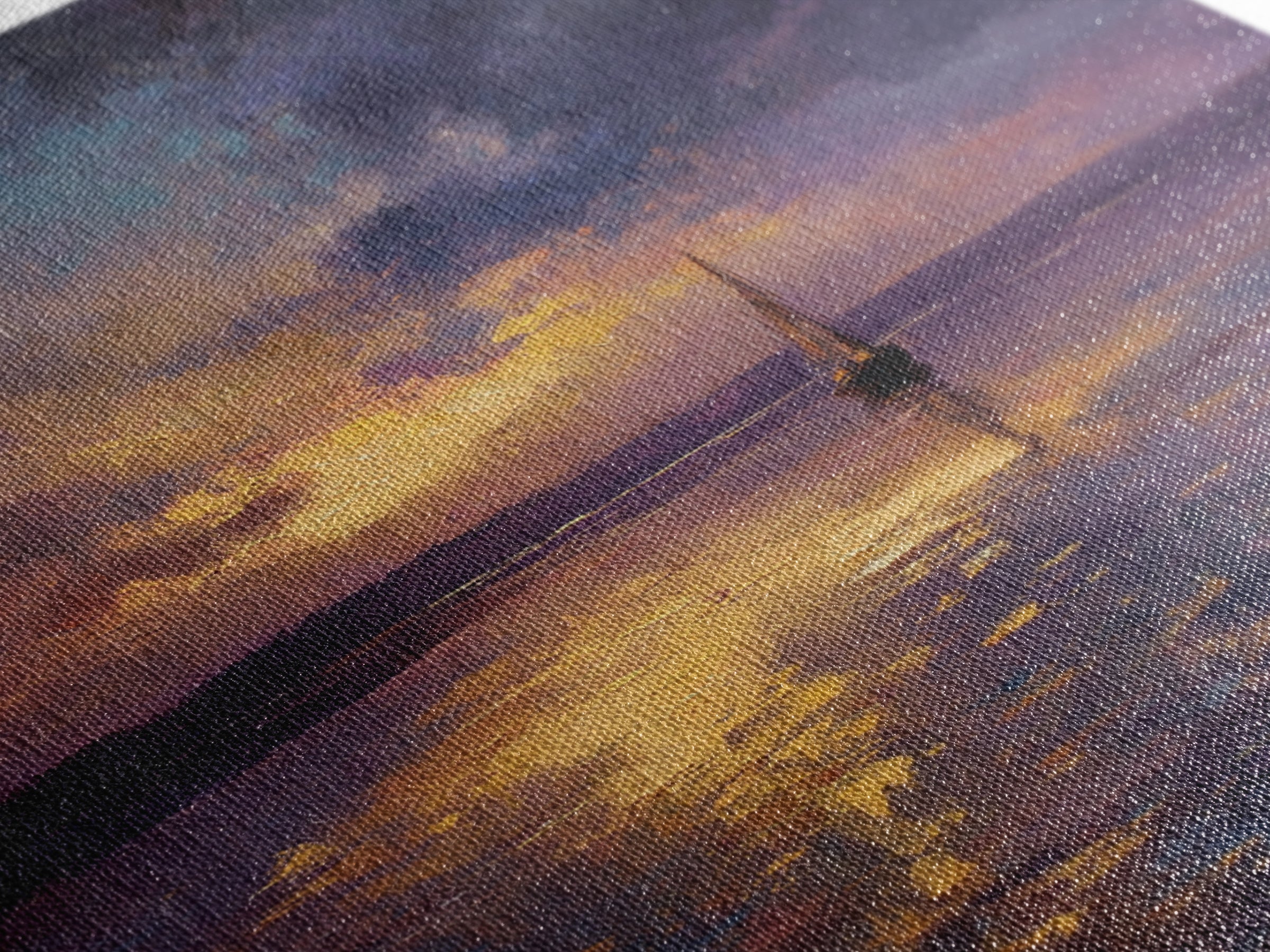 Moody Sailboat Sunset Oil Painting Wall Art, Impressionist Seascape Canvas Print, Calming Coastal Decor For Bedroom Or Living Room