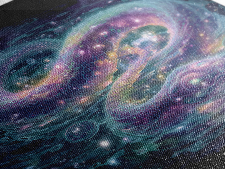 Cosmic Serpent Galaxy Wall Art, Mystical Space Dragon Framed Canvas Print, Celestial Fantasy Art For Modern Living Room Decor