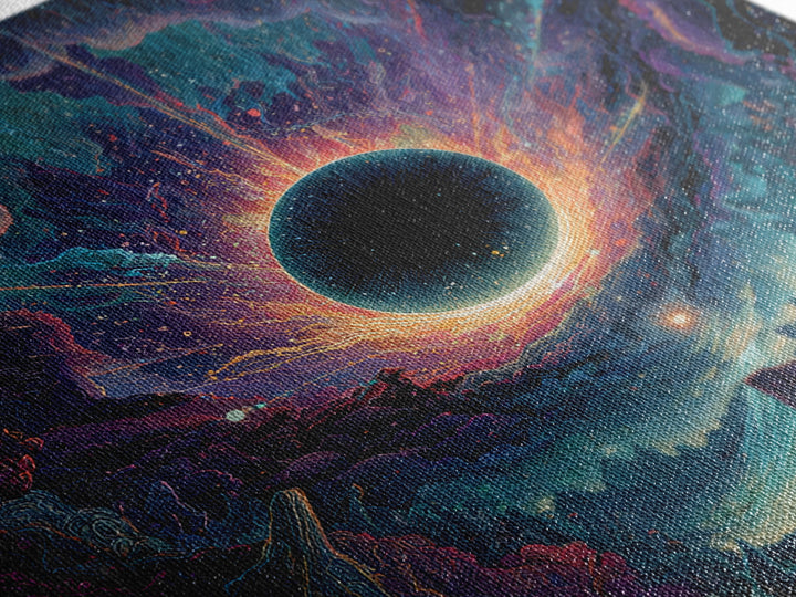Cosmic Black Hole Abstract Space Landscape Wall Art Surreal Galaxy Painting Trippy Psychedelic Decor Modern Canvas Print