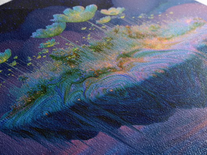 Floating Fantasy Island Wall Art, Surreal Dreamy Landscape Canvas Print, Whimsical Celestial Decor, Colorful Fantasy Art
