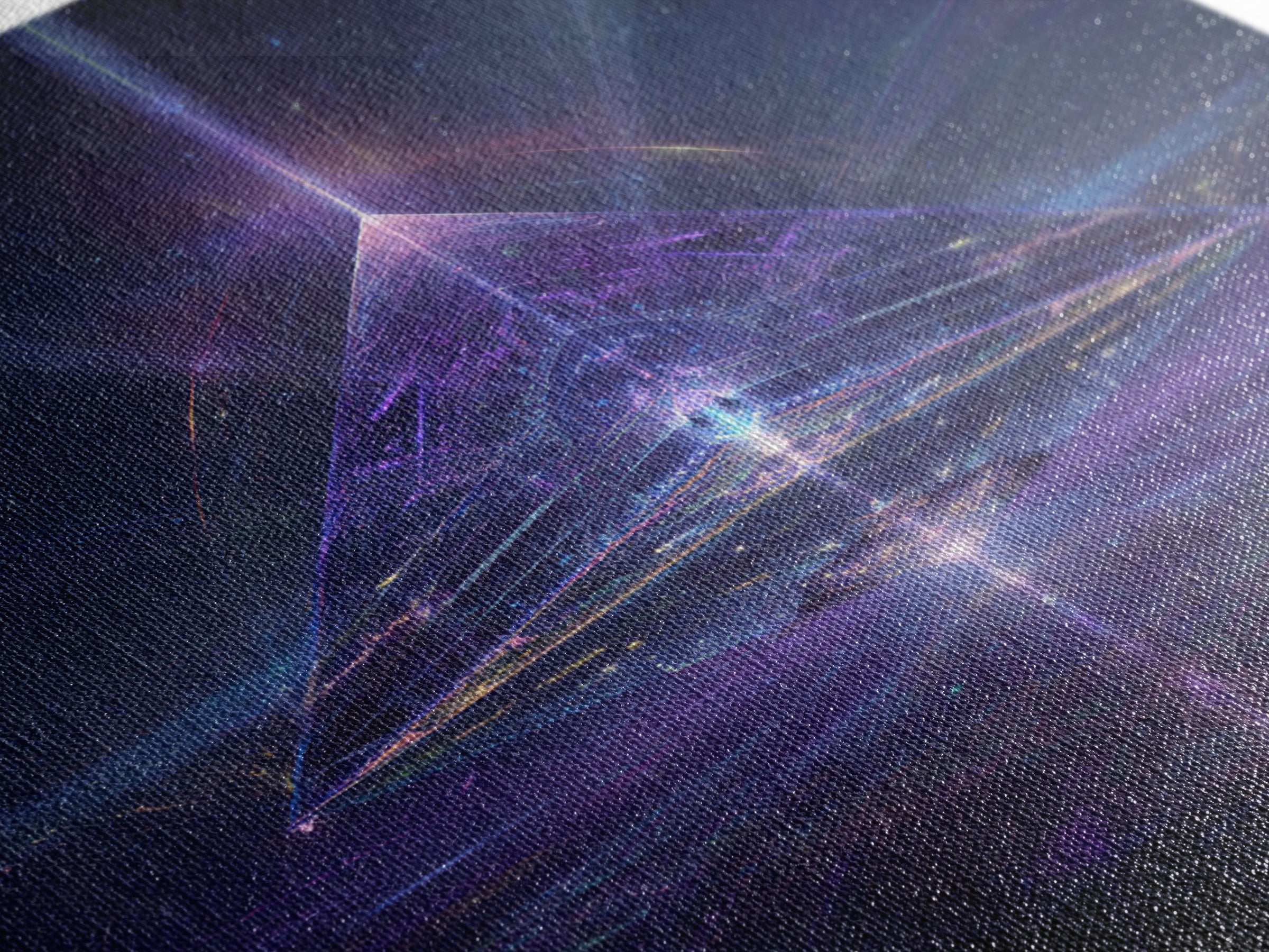Cosmic Pyramid Portal Celestial Wall Art, Mystical Purple Galaxy Framed Canvas Print For Spiritual Meditation Decor