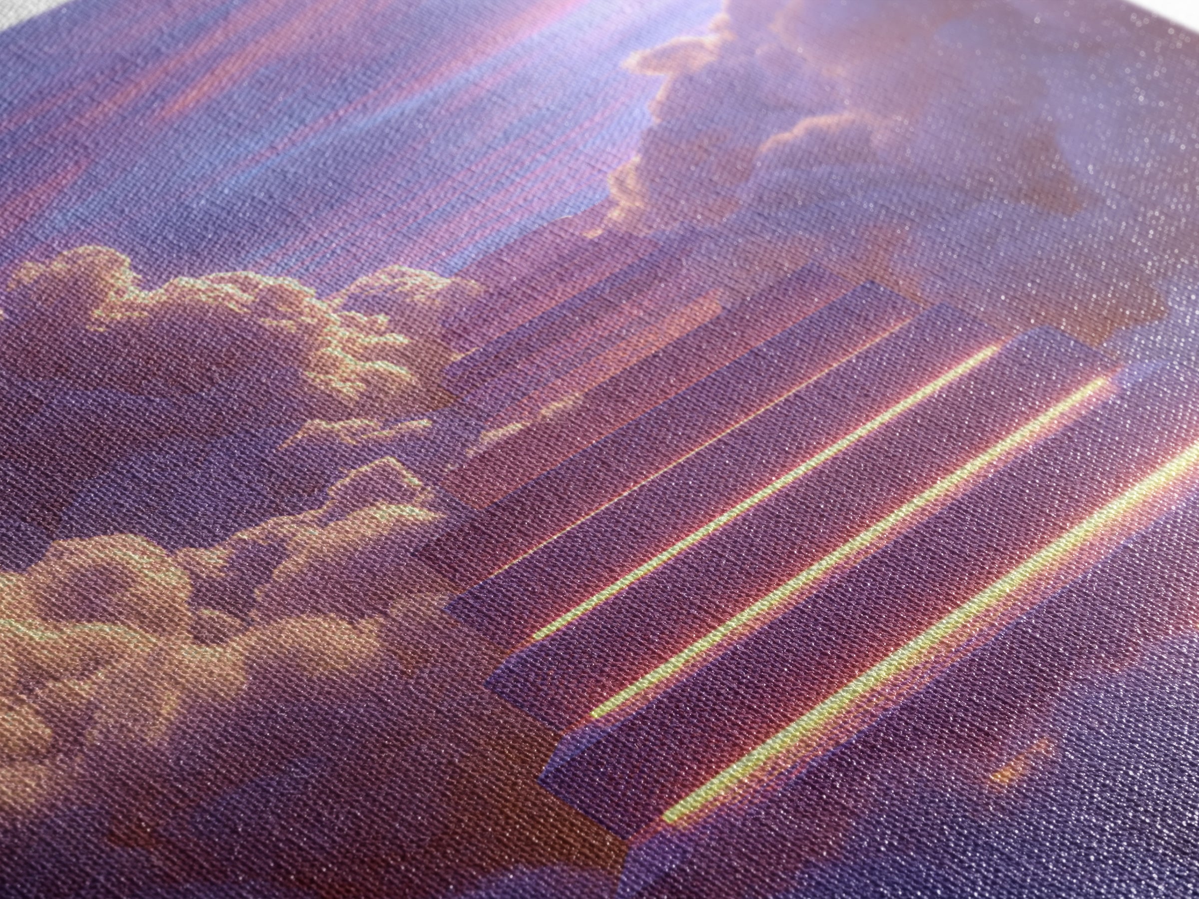 Glowing Stairway Through Pastel Clouds Wall Art, Dreamy Celestial Canvas Print, Calming Bedroom Decor For Nursery And Meditation Room