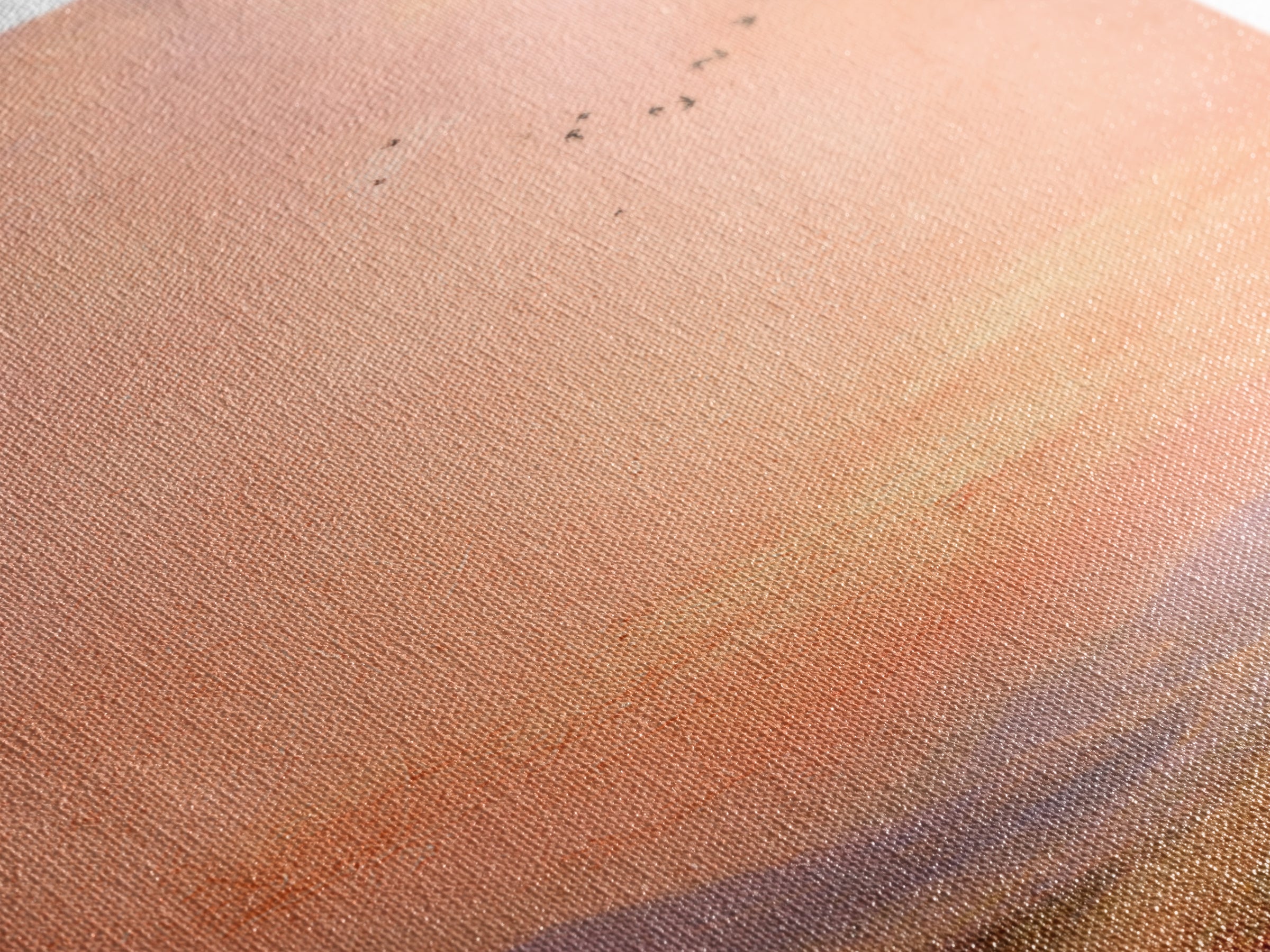Peach Sunset Valley Landscape Wall Art, Textured Oil Painting Print, Warm Nature Decor, Large Living Room Canvas Wall Decor