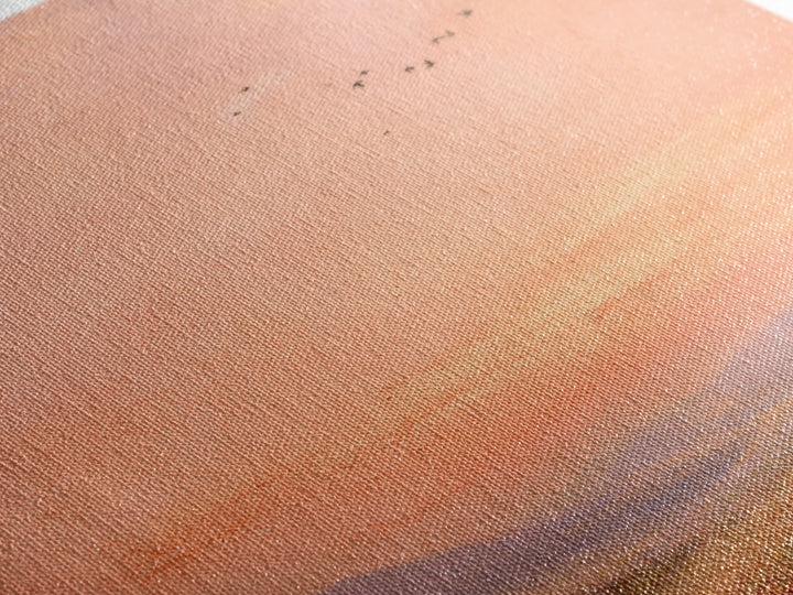 Peach Sunset Valley Landscape Wall Art, Textured Oil Painting Print, Warm Nature Decor, Large Living Room Canvas Wall Decor