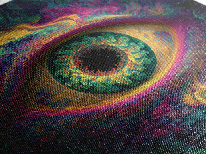 Psychedelic Cosmic Eye Abstract Wall Art, Trippy Colorful Visionary Canvas Print, Mystical Boho Room Decor