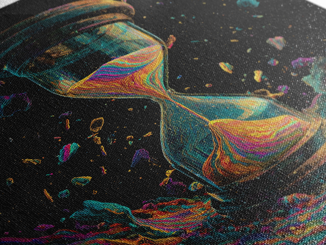Cosmic Hourglass Surreal Space Art Wall Art Print, Colorful Abstract Painting, Modern Home Decor Canvas Print