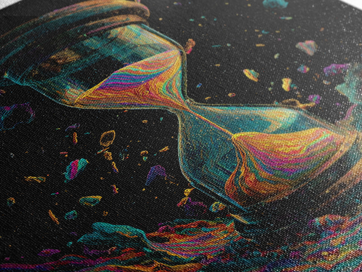 Cosmic Hourglass Surreal Space Art Wall Art Print, Colorful Abstract Painting, Modern Home Decor Canvas Print