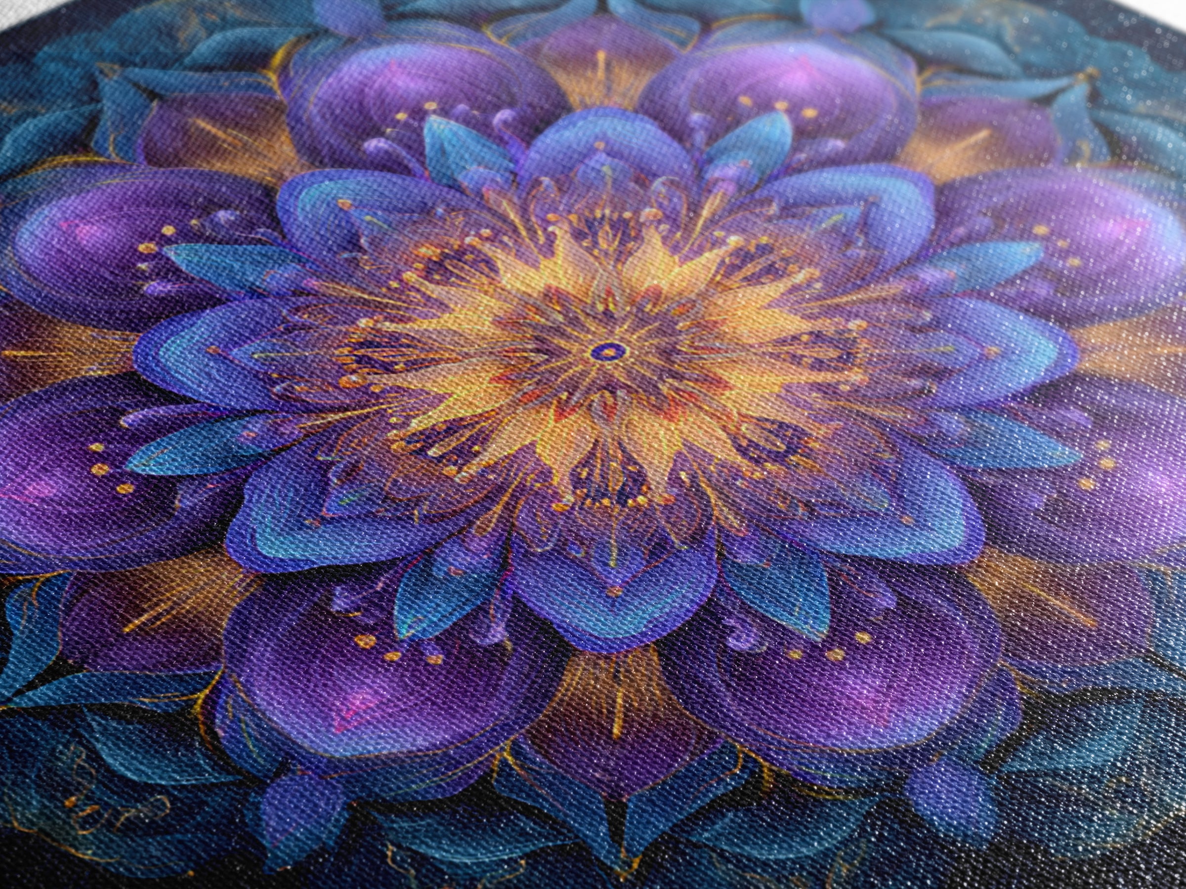 Vibrant Mandala Flower Wall Art, Colorful Boho Sacred Geometry Canvas Print, Meditation Room Decor And Modern Spiritual Art