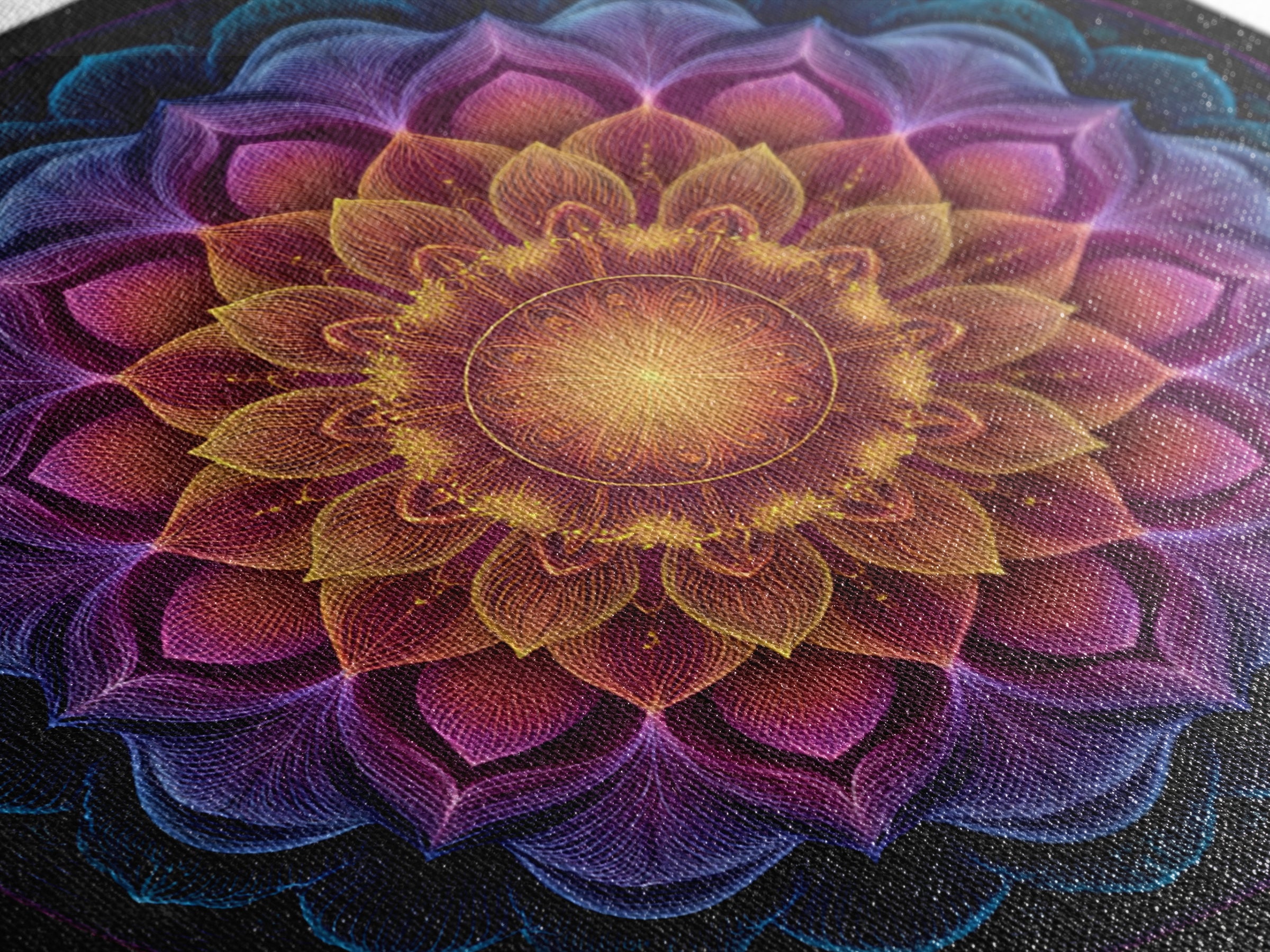 Rainbow Lotus Mandala Abstract Wall Art, Colorful Sacred Geometry Canvas Print, Boho Meditation Room Decor Spiritual Art