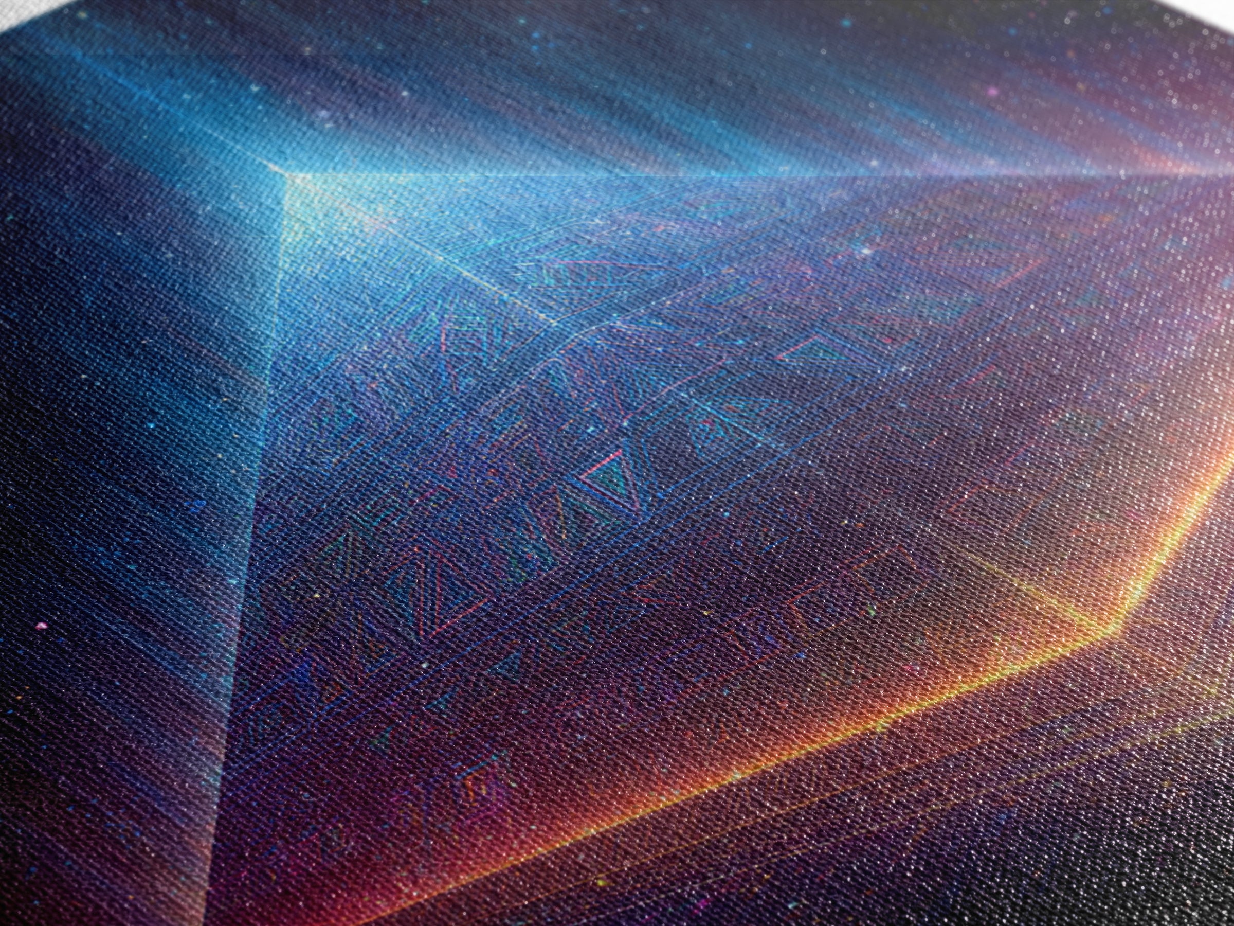Luminous Pyramid In Space Wall Art, Futuristic Cosmic Landscape Canvas Print, Sci Fi Galaxy Decor For Gaming Or Media Room