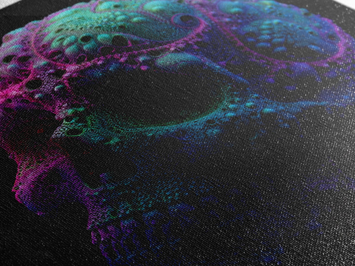 Psychedelic Neon Skull Wall Art, Colorful Surreal Skull Canvas Print, Modern Abstract Art, Trendy Home Decor