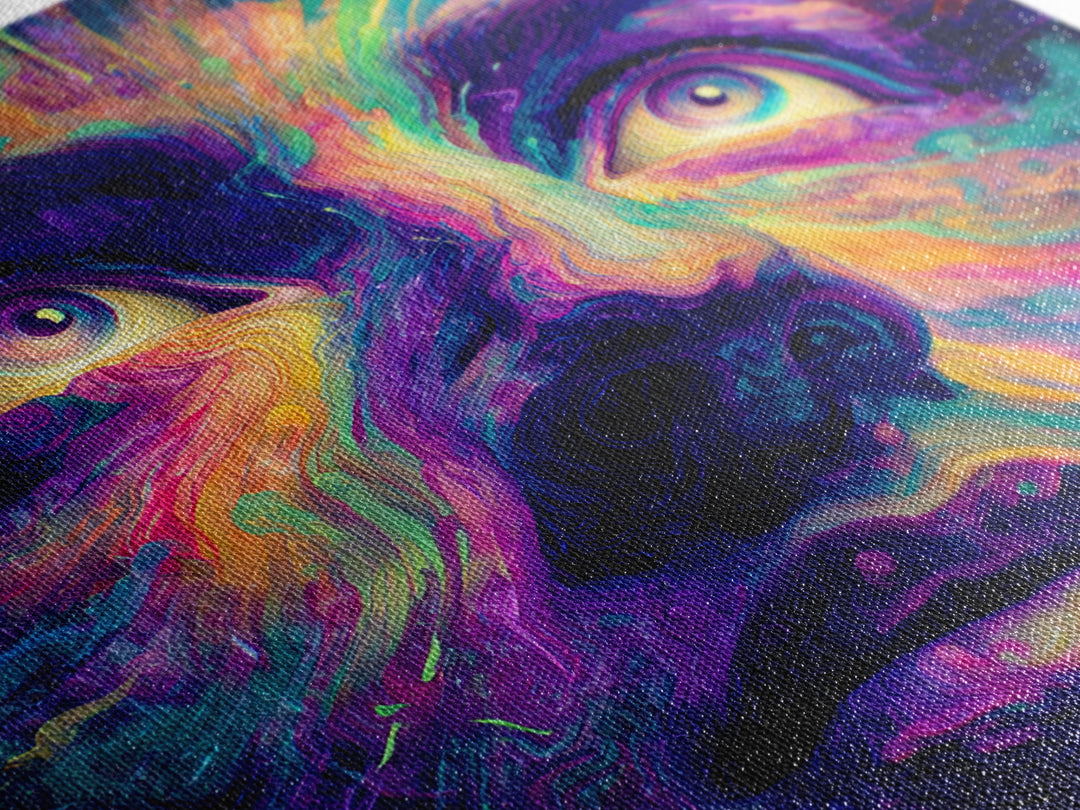 Psychedelic Rainbow Face Abstract Art Wall Art, Colorful Trippy Canvas Print, Modern Boho Aesthetic Room Decor
