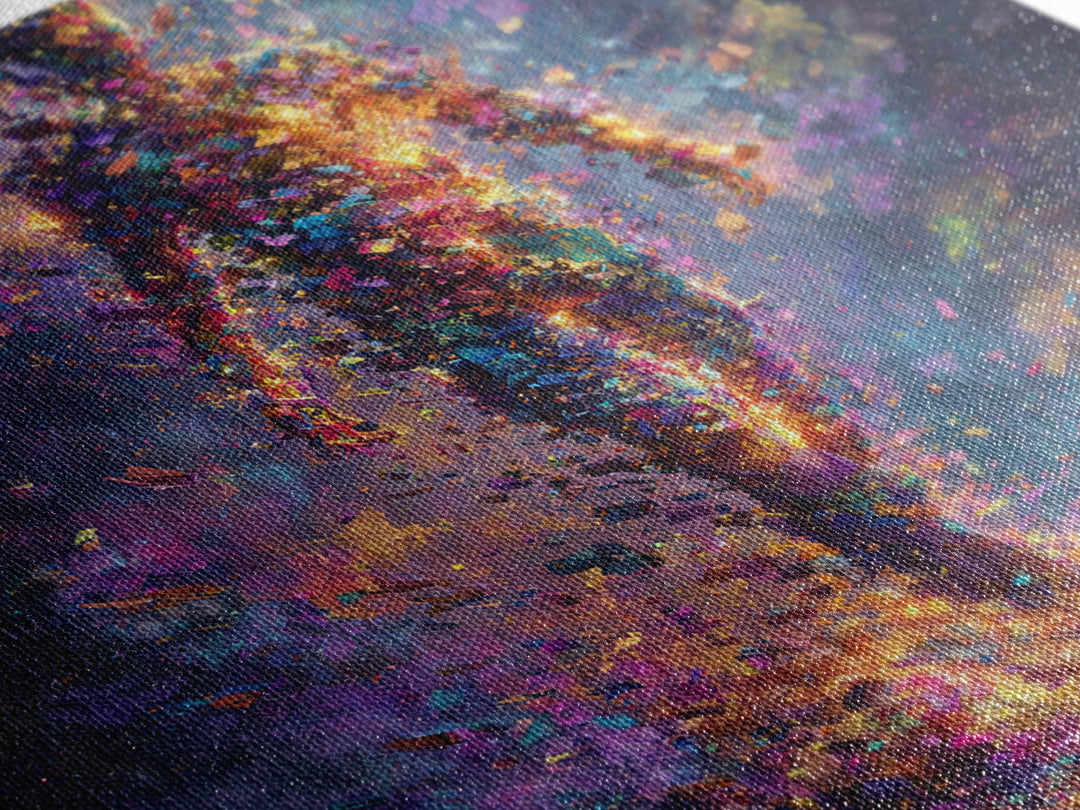 Cosmic Figure Explosion Wall Art, Colorful Abstract Galaxy Human Silhouette, Modern Surreal Canvas Print For Living Room