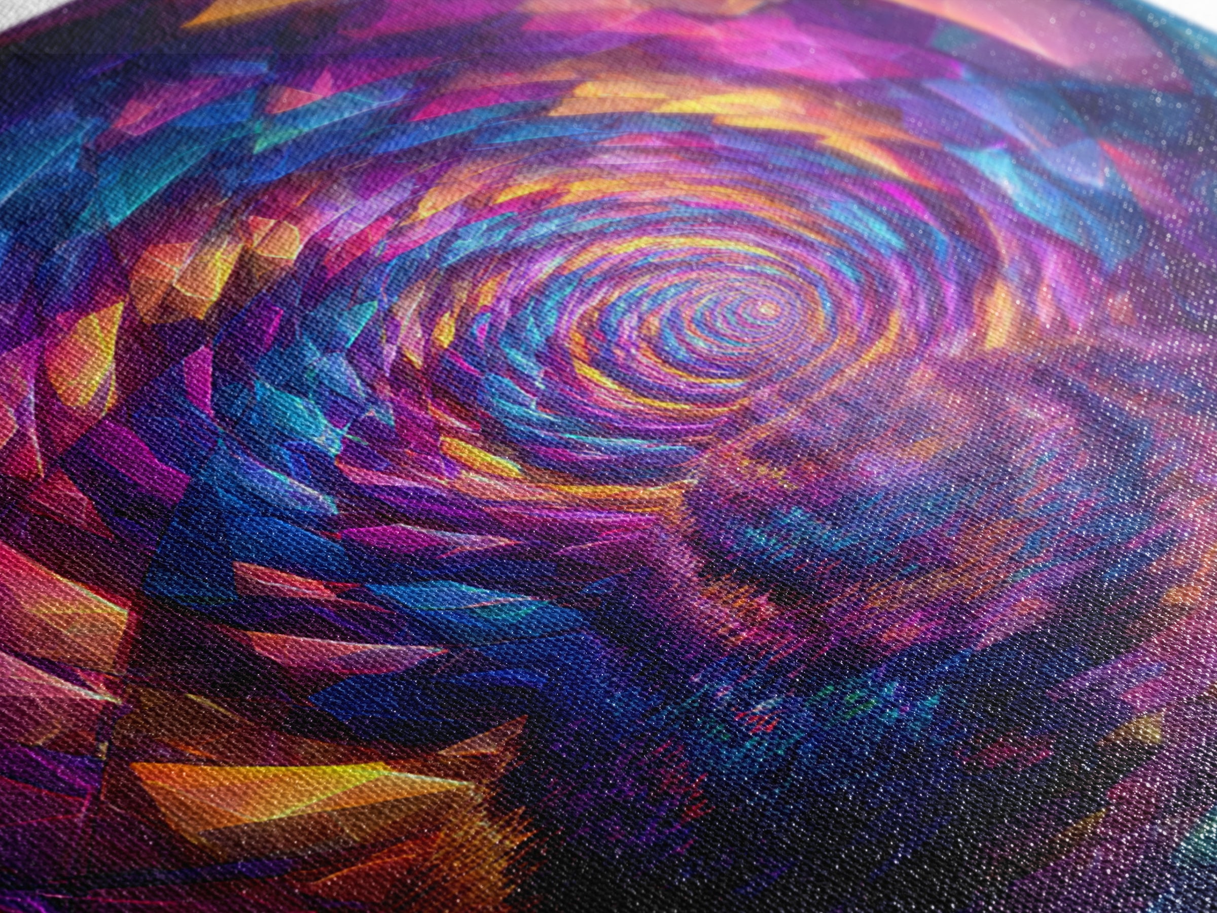 Colorful Crystal Tunnel Abstract Wall Art, Trippy Psychedelic Rainbow Print, Trendy Living Room Decor Large Canvas Print