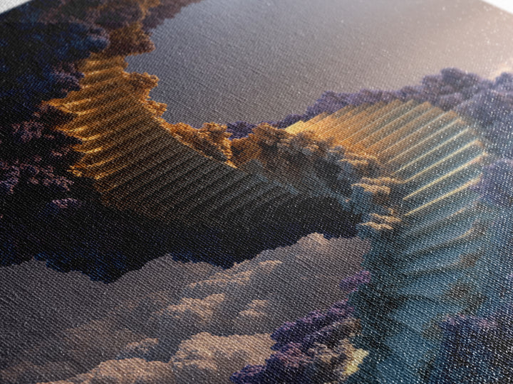 Surreal Staircase Through Clouds Canvas Print, Dreamy Sky Landscape, Whimsical Wall Art For Bedroom Or Living Room Decor