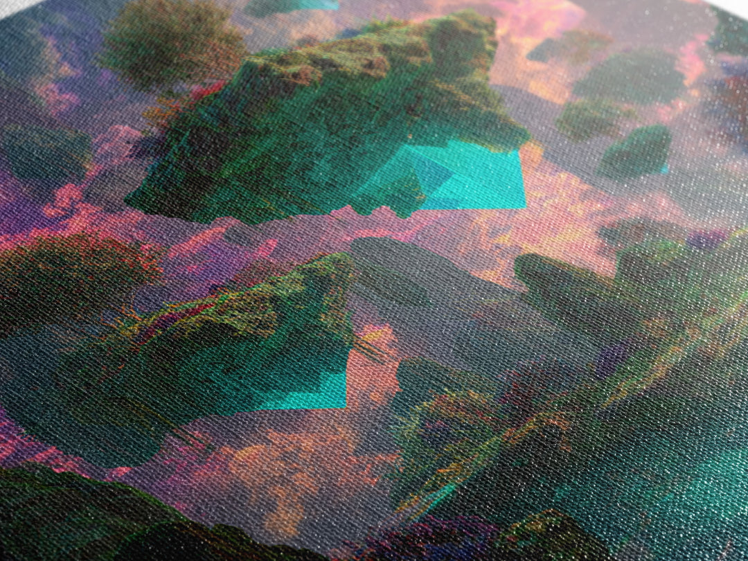 Floating Crystal Islands Fantasy Wall Art, Surreal Dreamscape Landscape, Colorful Fantasy Art, Modern Home Decor Canvas Print
