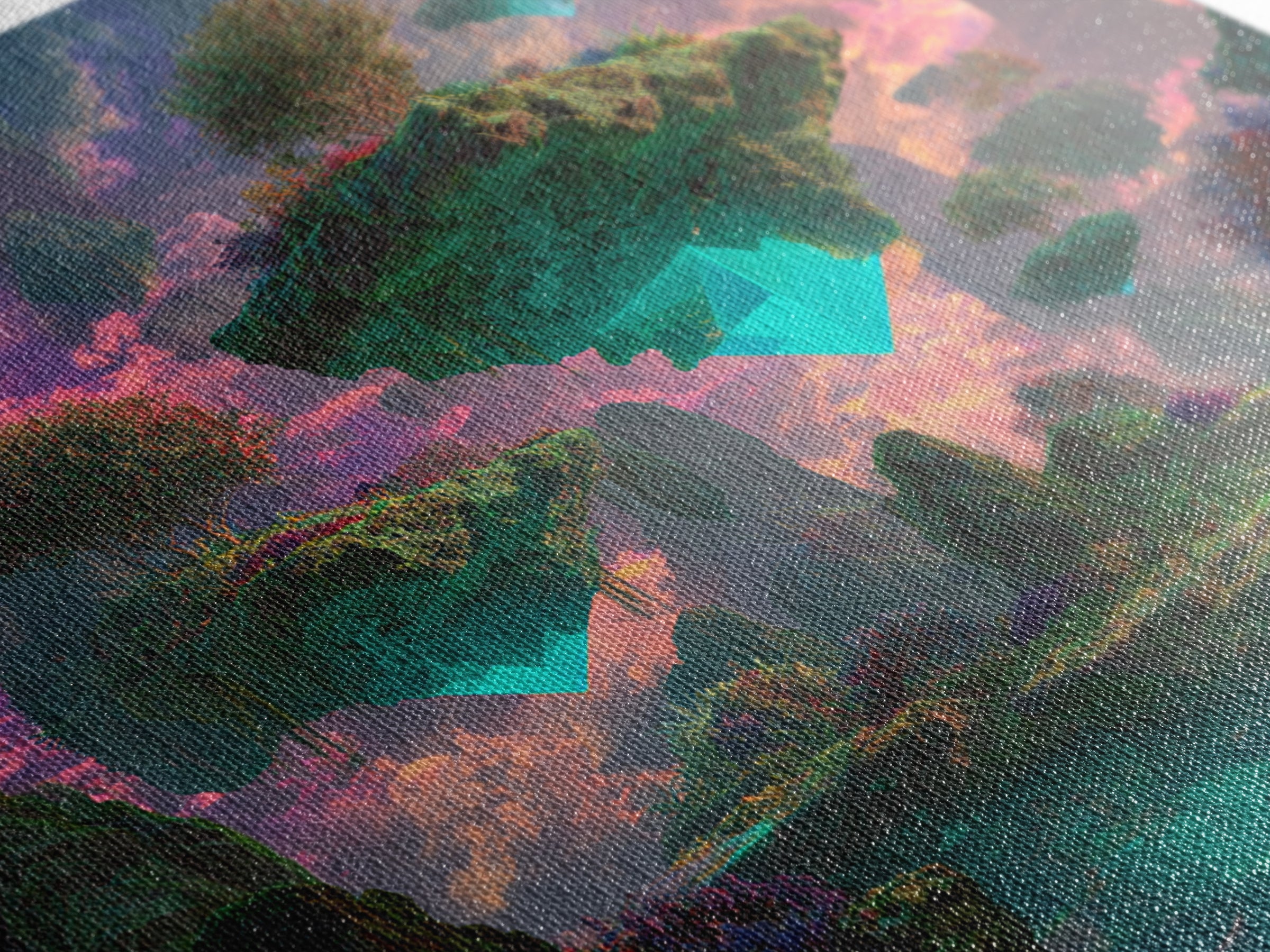 Floating Crystal Islands Fantasy Wall Art, Surreal Dreamscape Landscape, Colorful Fantasy Art, Modern Home Decor Canvas Print