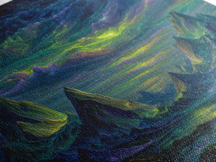 Electric Neon Mountain Landscape Wall Art Canvas Print Futuristic Abstract Landscape Art Modern Home Decor