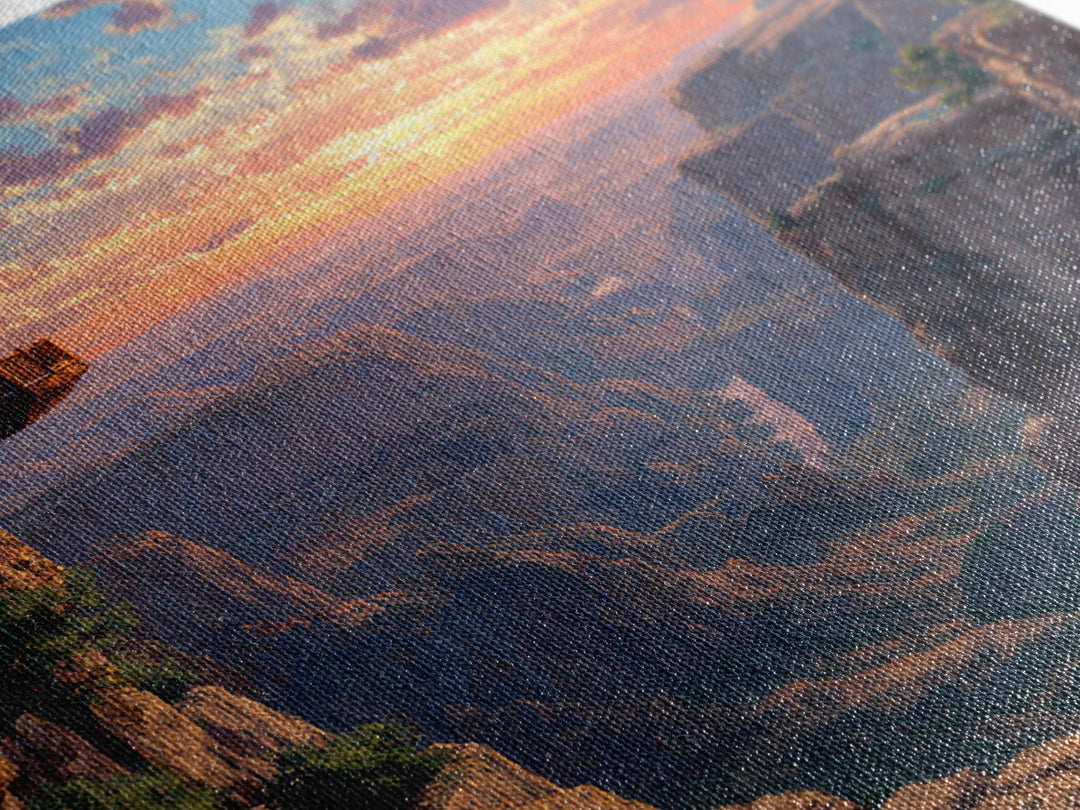 Grand Canyon Sunset Overlook Landscape Wall Art, Dramatic Sky Panoramic Canvas Print, Large Southwest Home Decor
