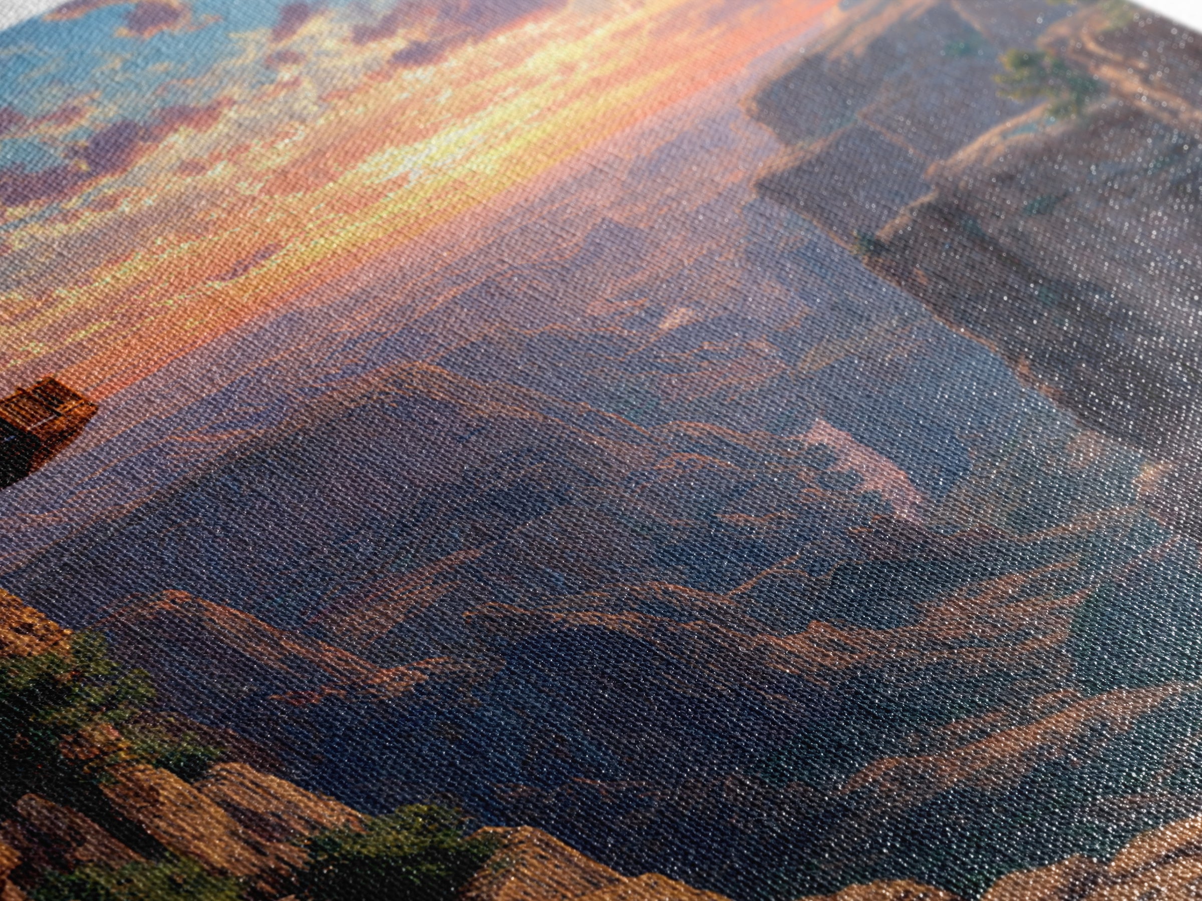 Grand Canyon Sunset Overlook Landscape Wall Art, Dramatic Sky Panoramic Canvas Print, Large Southwest Home Decor