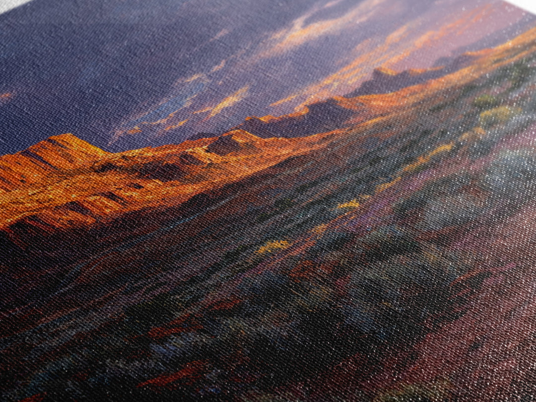 Desert Butte At Sunset Wall Art, Dramatic Western Landscape Canvas Print, Southwest Home Decor For Living Room Or Office