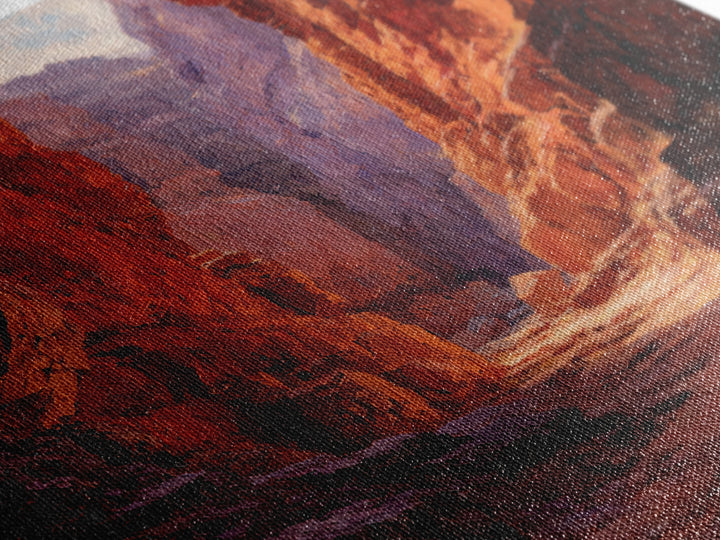 Sunlit Red Canyon Oil Landscape Wall Art, Western Desert Canvas Print, Rustic Country Home Decor, Southwest Landscape Painting