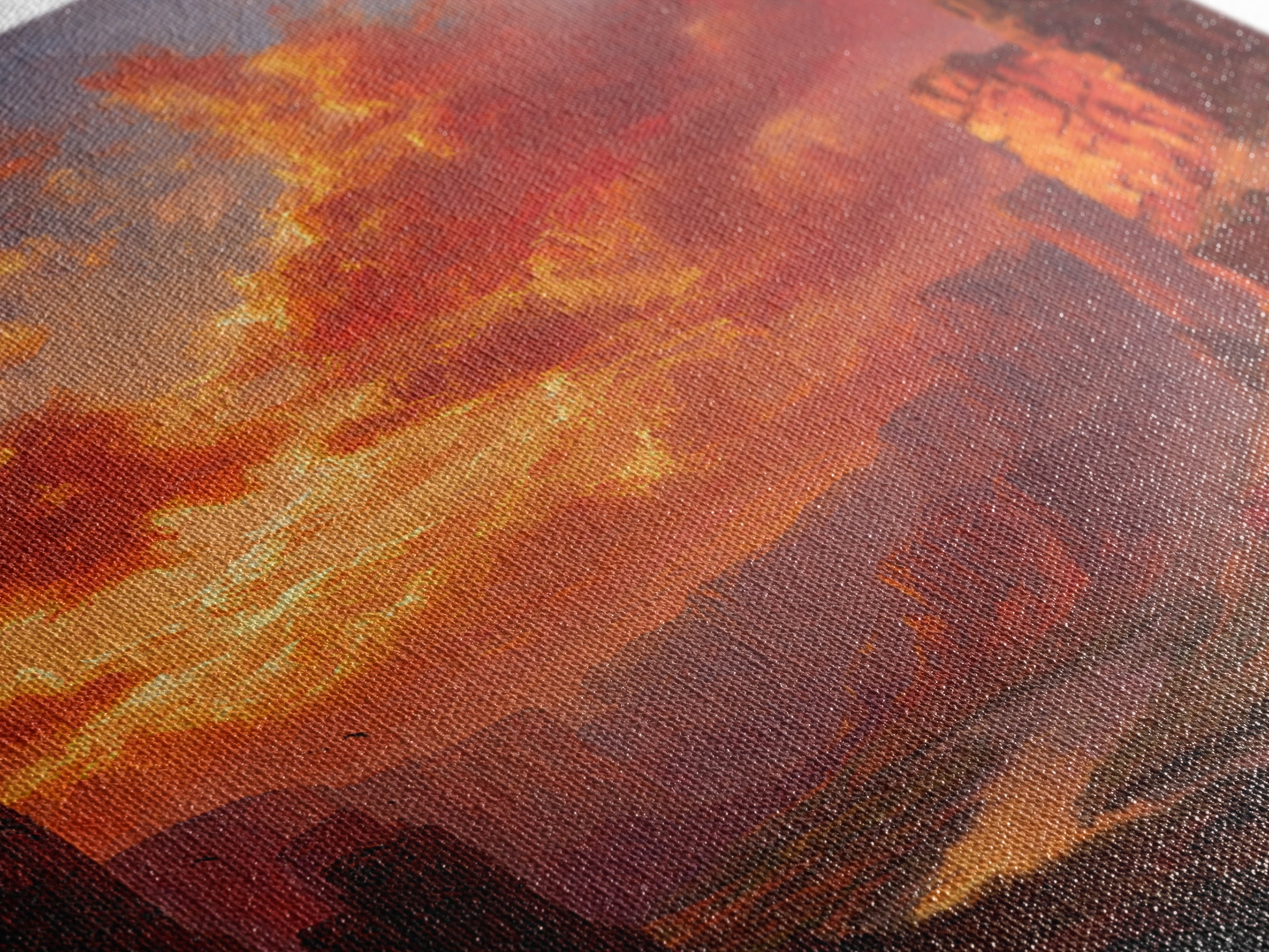 Majestic Canyon River Landscape At Sunset Wall Art Oil Painting Framed Canvas Print Rustic Home Decor