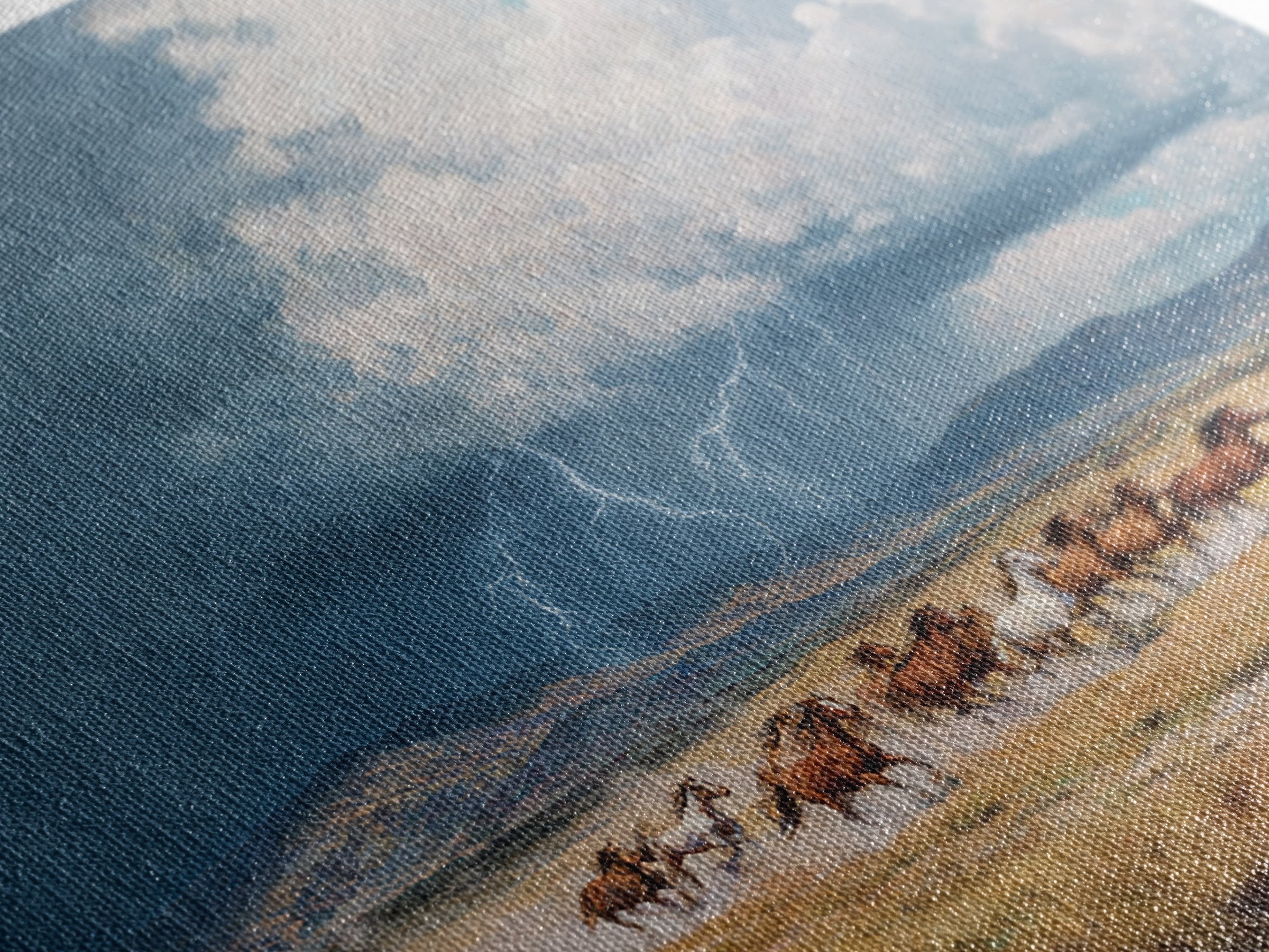 Wild Horses Running Under Stormy Sky Landscape Wall Art Canvas Print Western Country Decor Large Landscape Painting