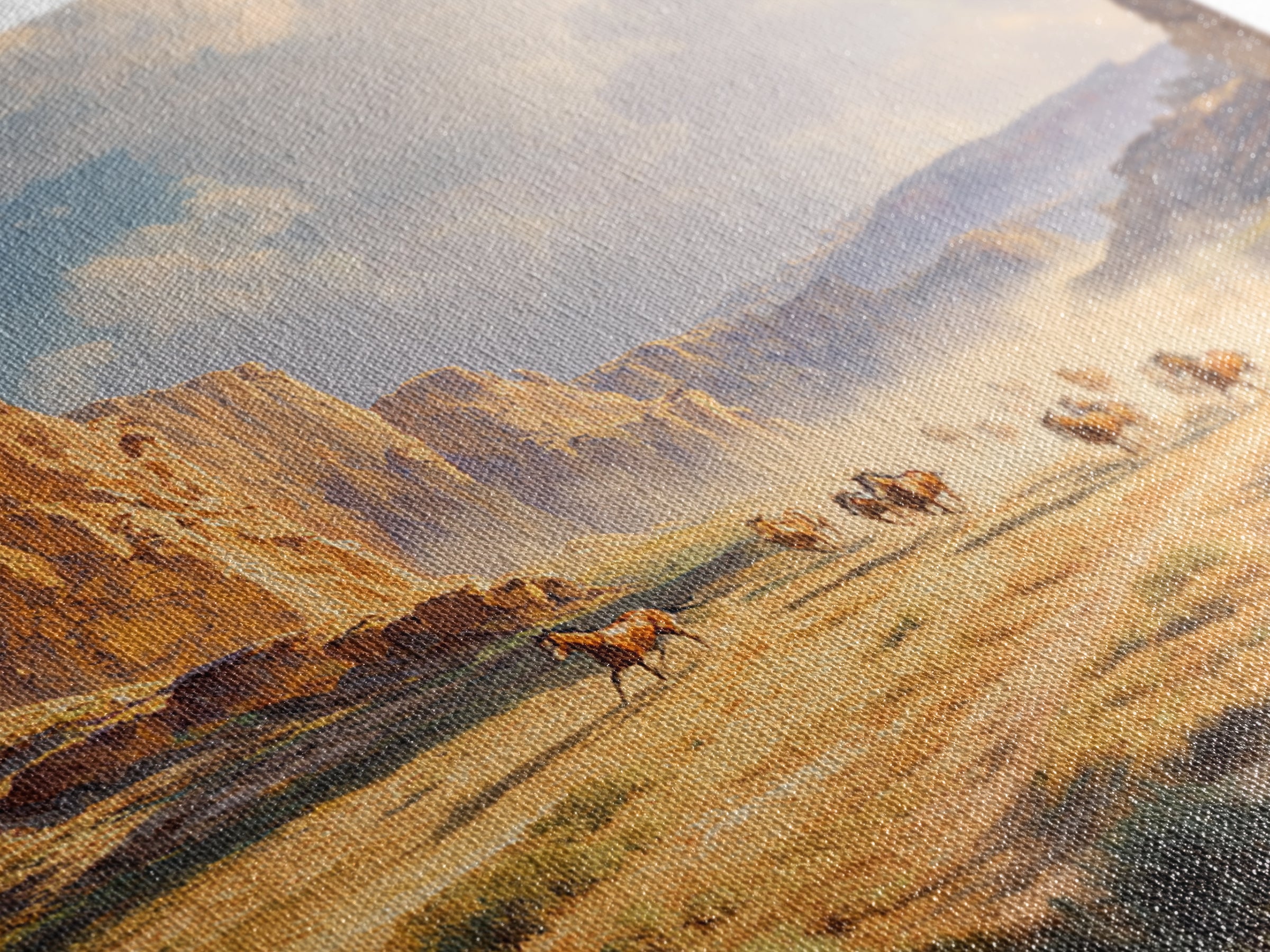 Wild Mustangs Running Through Desert Canyon Landscape Wall Art Western Country Home Decor Large Modern Landscape Print
