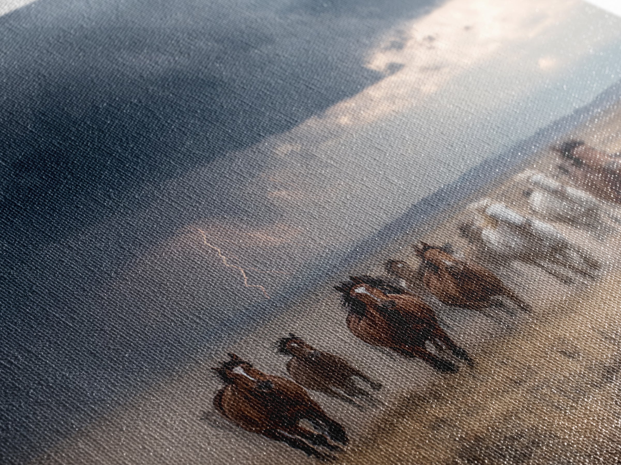 Galloping Horses In Desert Storm Wall Art, Western Photography Print, Rustic Ranch Decor, Dramatic Modern Canvas Print