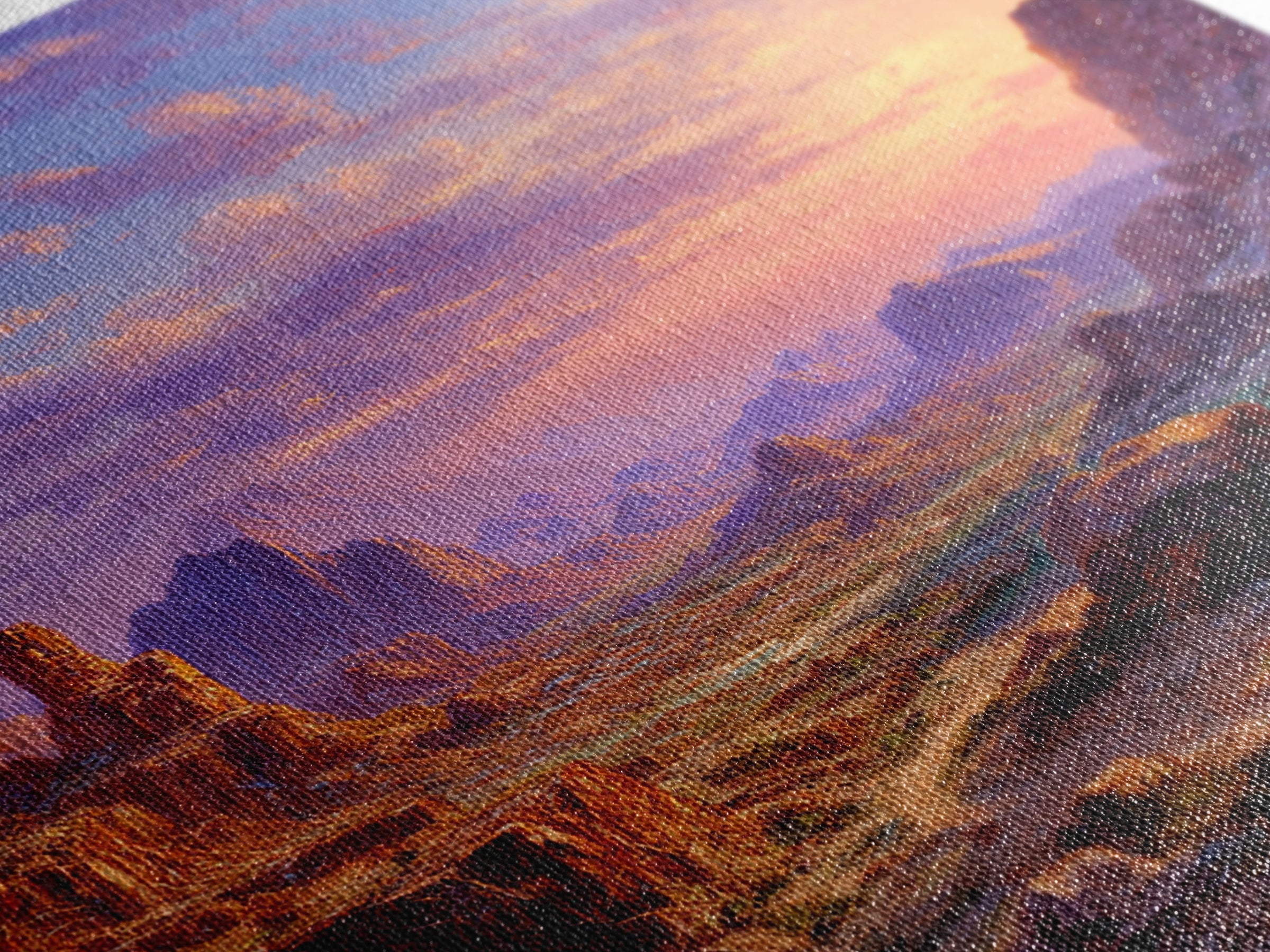 Sunset Desert Canyon Landscape Wall Art Colorful Western Painting Large Canvas Print Rustic Home Decor Living Room Wall Art