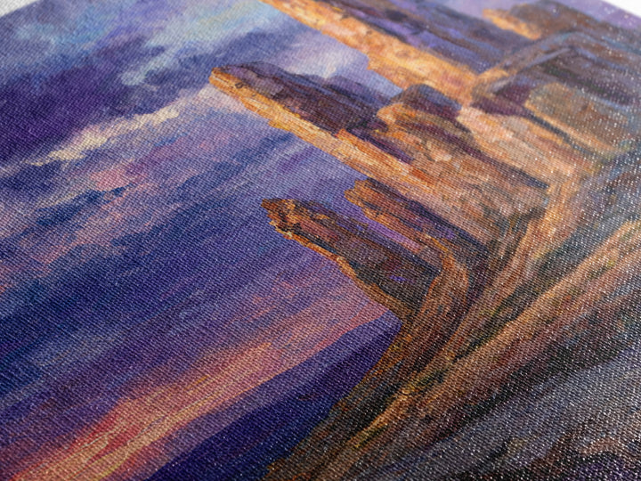 Desert Buttes At Sunset Wall Art, Southwestern Landscape Painting, Colorful Rustic Country Decor, Large Western Canvas Print