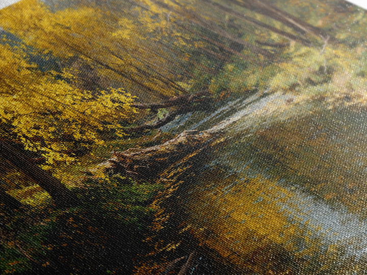 Peaceful Autumn Landscape River Scene Oil Painting Wall Art Canvas Print Rustic Home Decor Large Wall Art