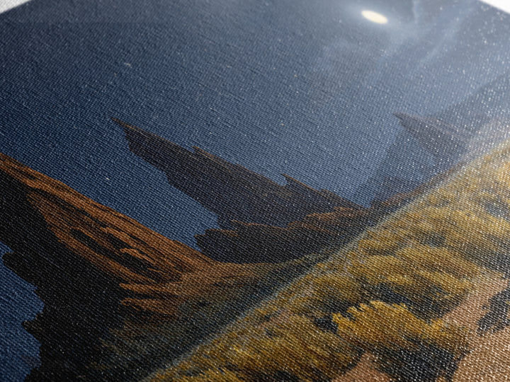 Moonlit Desert Landscape With Majestic Rock Formations And Starry Sky Original Oil Painting Wall Art Canvas Print