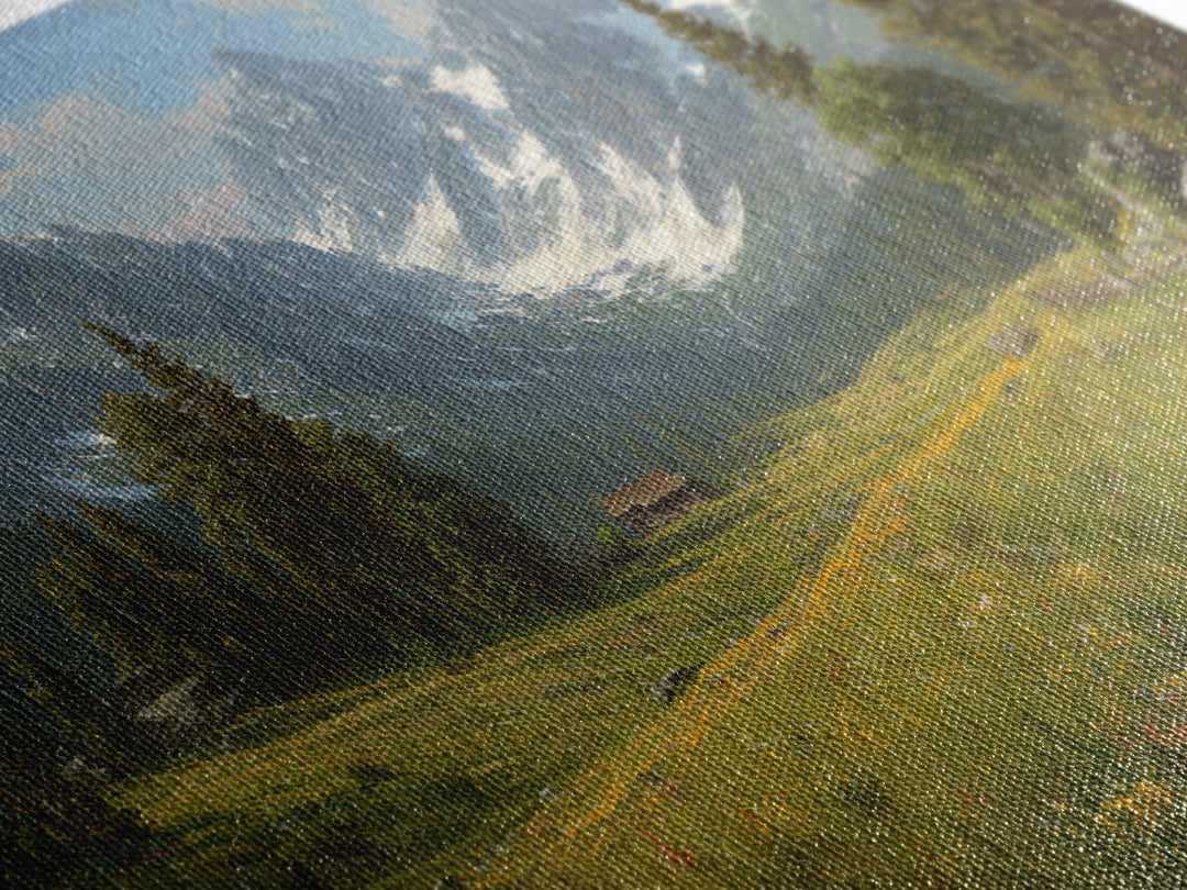 Idyllic Mountain Valley Landscape Painting Canvas Print Large Wall Art For Living Room Rustic Home Decor And Cabin Wall Art