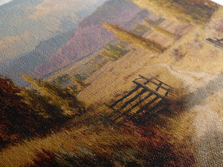 Autumn Landscape With Pathway And Rustic Fence Wall Art Canvas Print For Living Room Decor And Nature Lovers